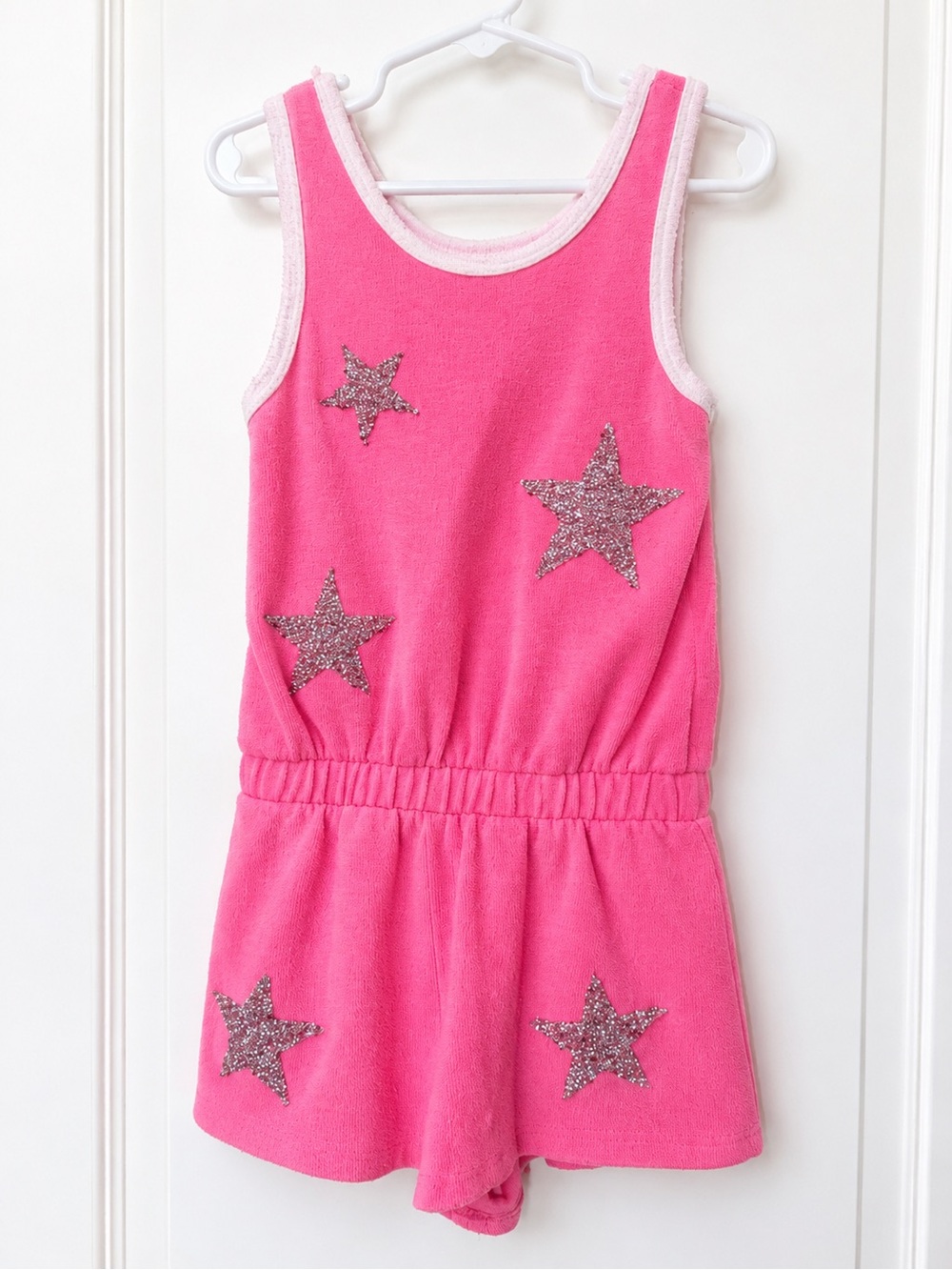 Mia New York Neon Pink Romper Sequin Star Detail Size 4